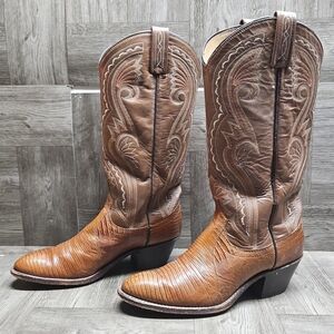 Dan Post Lizard Leather Cowgirl Boots Vintage | Size 7.5 M